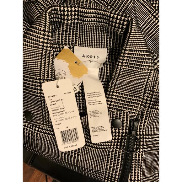 AKRIS Punto Black & White Prince of Wales Check Jacket, Sz 14 (US), 46 (FR) NWT! - Picture 9 of 9